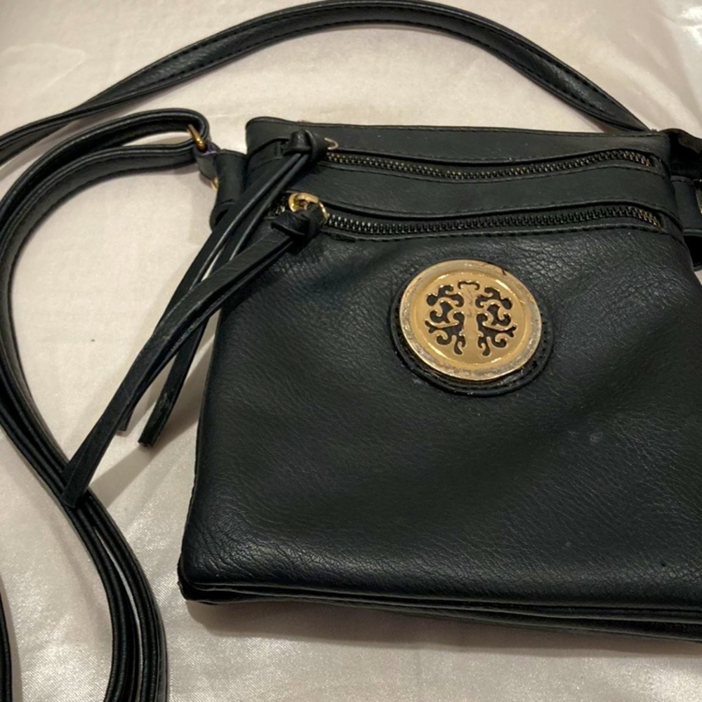 Black and gold crossbody bag